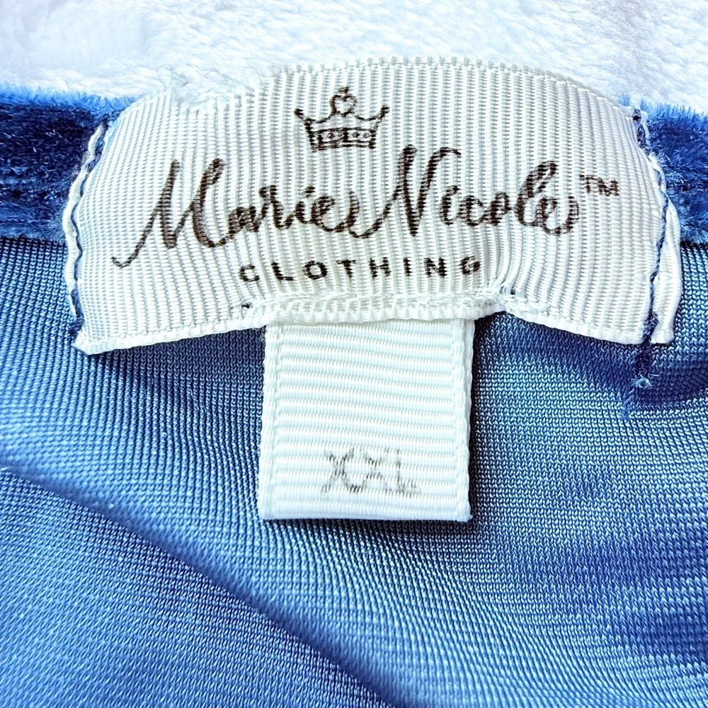 Marie Nicole Velvet Icing Ruffle Dress Kids Size 6 XXL Muted Navy Excellent